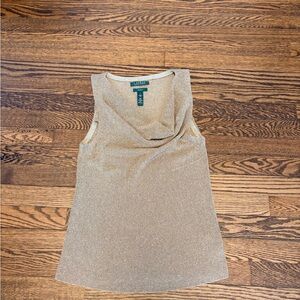 Gold Ralph Lauren Sleeveless Cowl Neck Knot Top